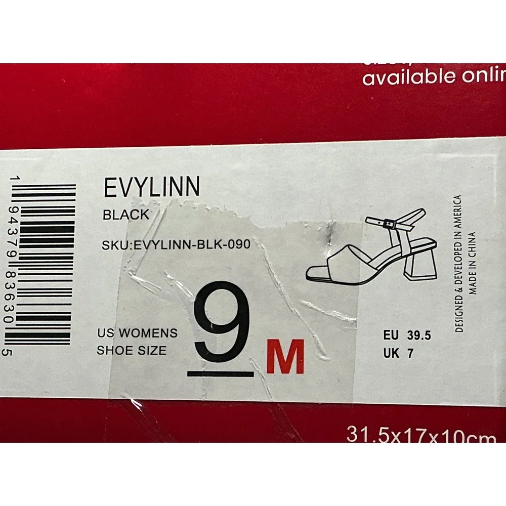 Journee Collection Evylinn Sandals Womens 9 Black Block‎ Heel Square Toe